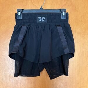 Heroine Sport Black Mesh Inset Athletic Shorts Double Layer Womens Small